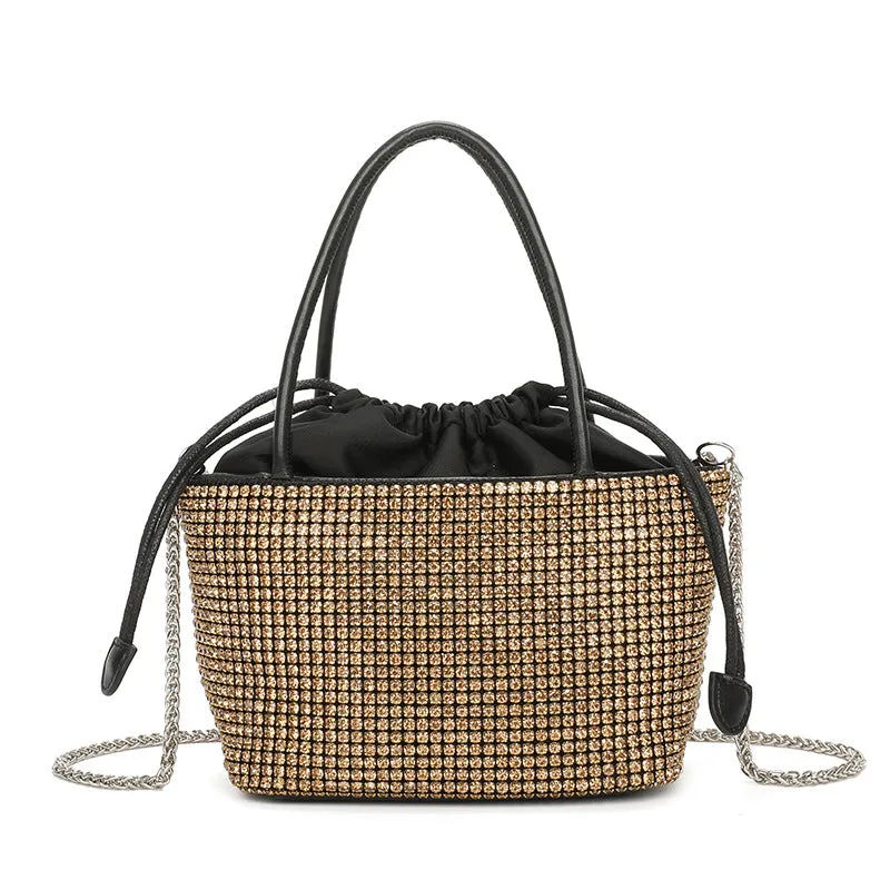 Gyda Rhinestone Handbag in Gold