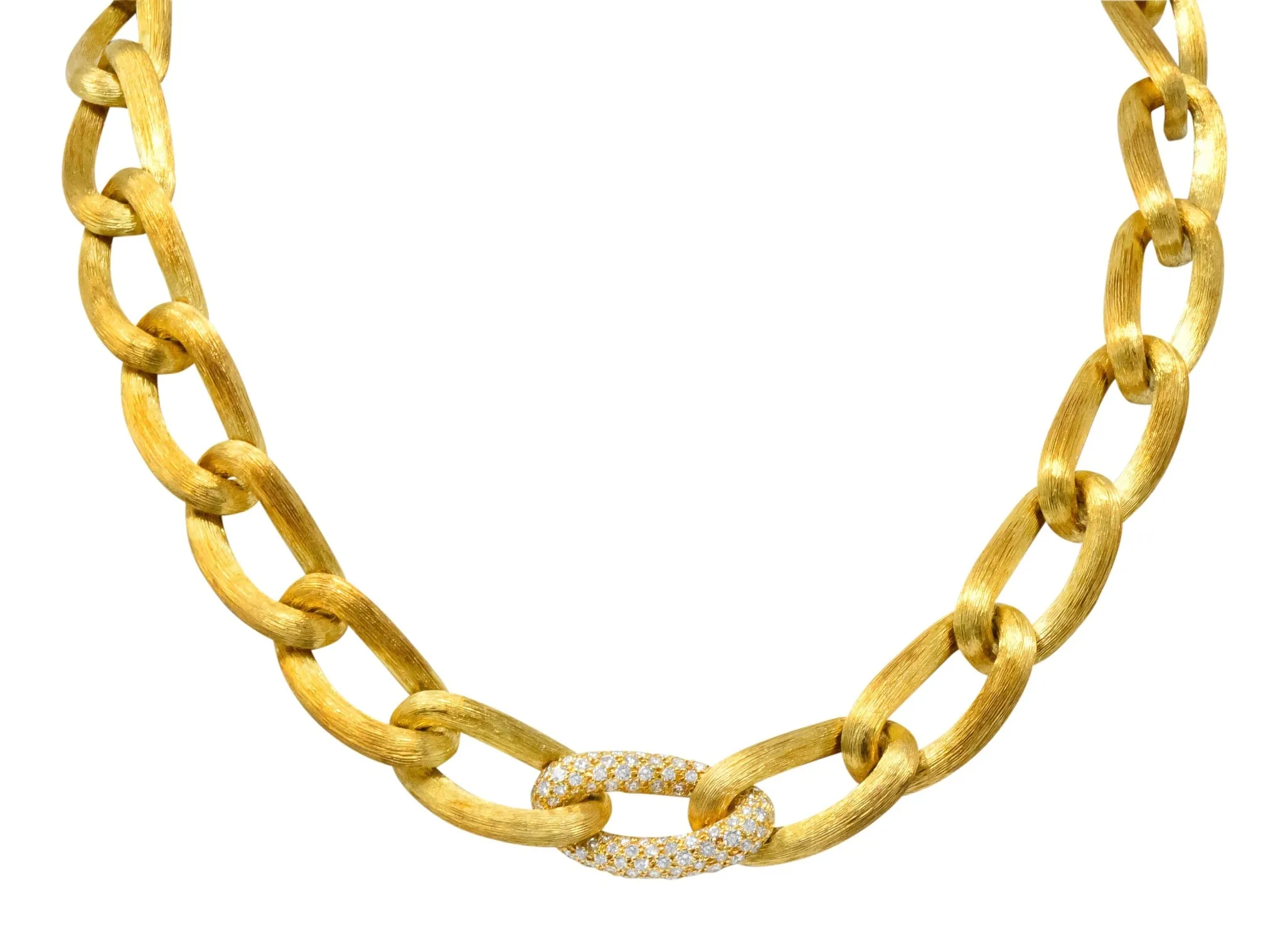 Henry Dunay Retro Diamond 18 Karat Brushed Gold pavA Sabi Necklace