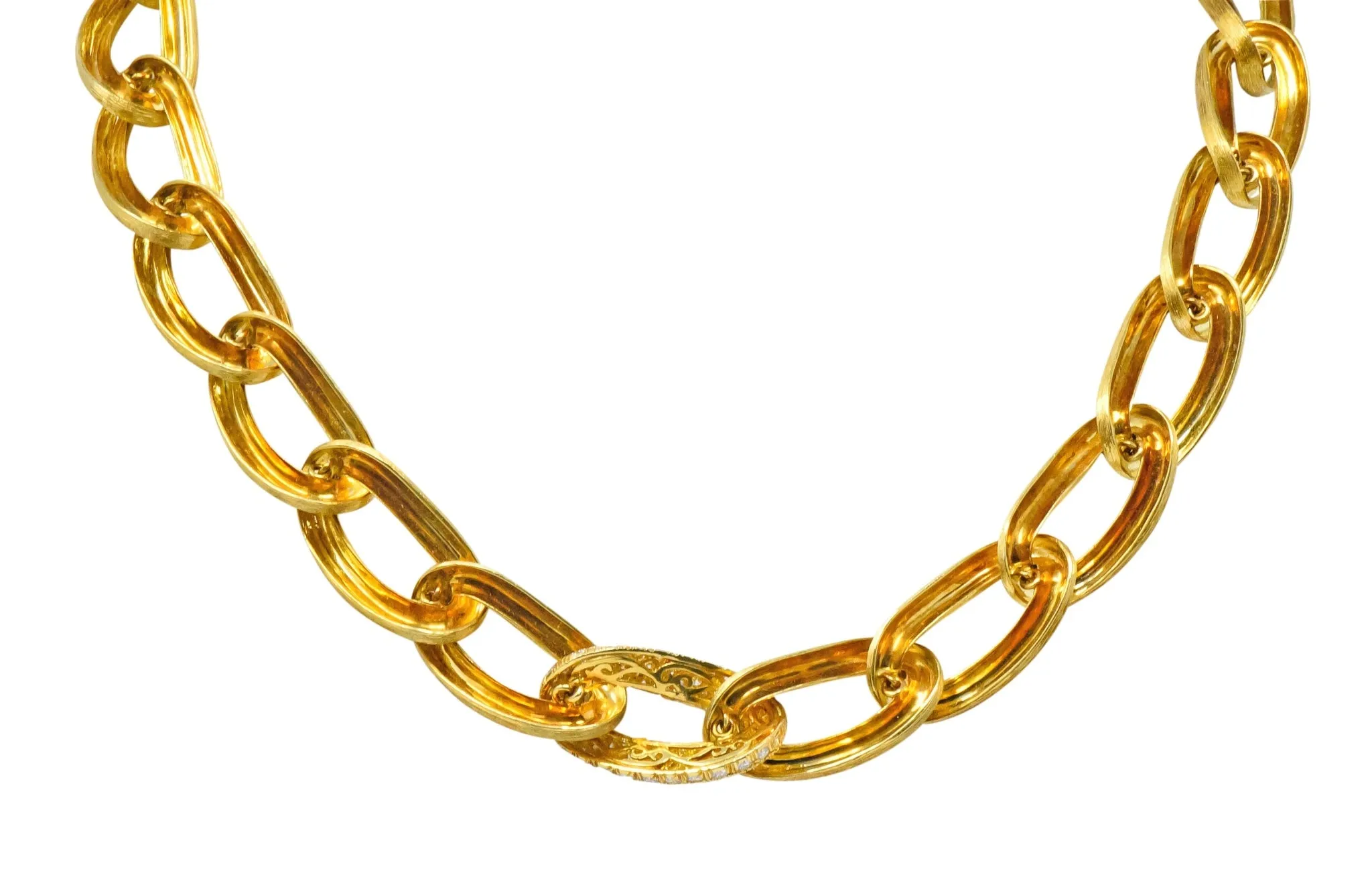 Henry Dunay Retro Diamond 18 Karat Brushed Gold pavA Sabi Necklace