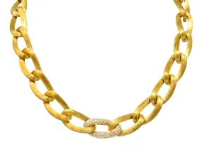 Henry Dunay Retro Diamond 18 Karat Brushed Gold pavA Sabi Necklace