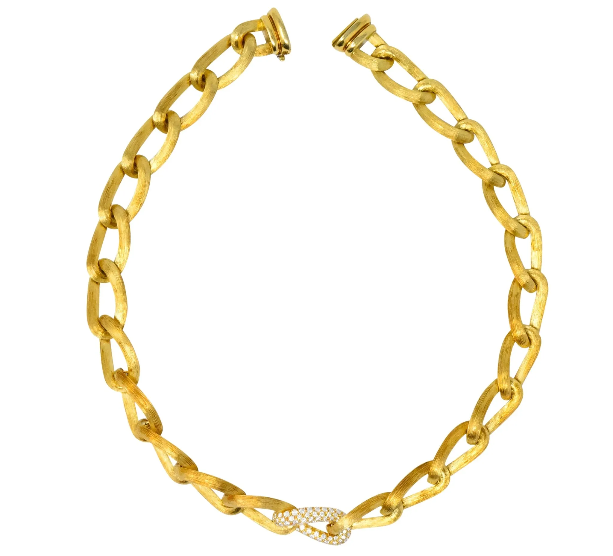 Henry Dunay Retro Diamond 18 Karat Brushed Gold pavA Sabi Necklace