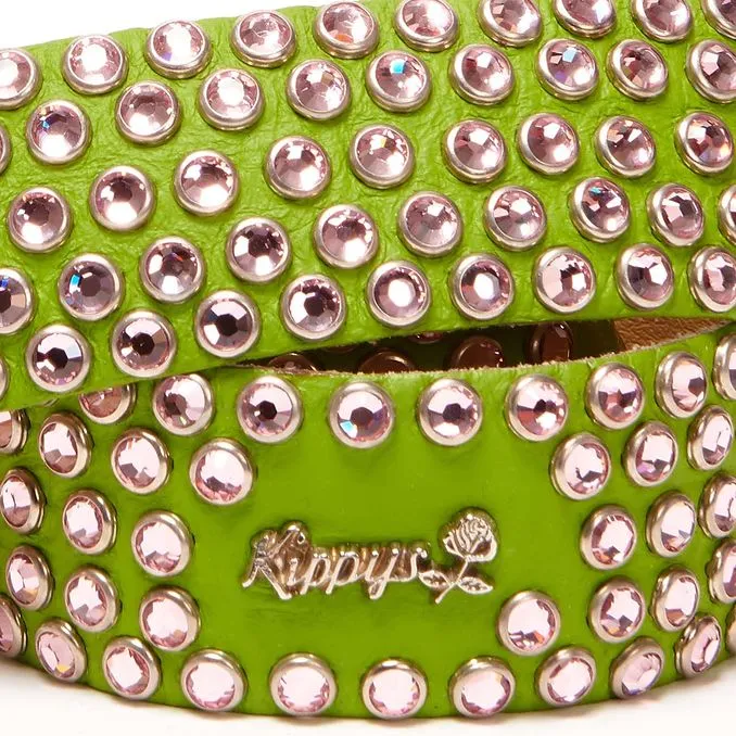 HIGH BELT BIG BUCKLE WITH SWAROVSKY Woman Green Pink