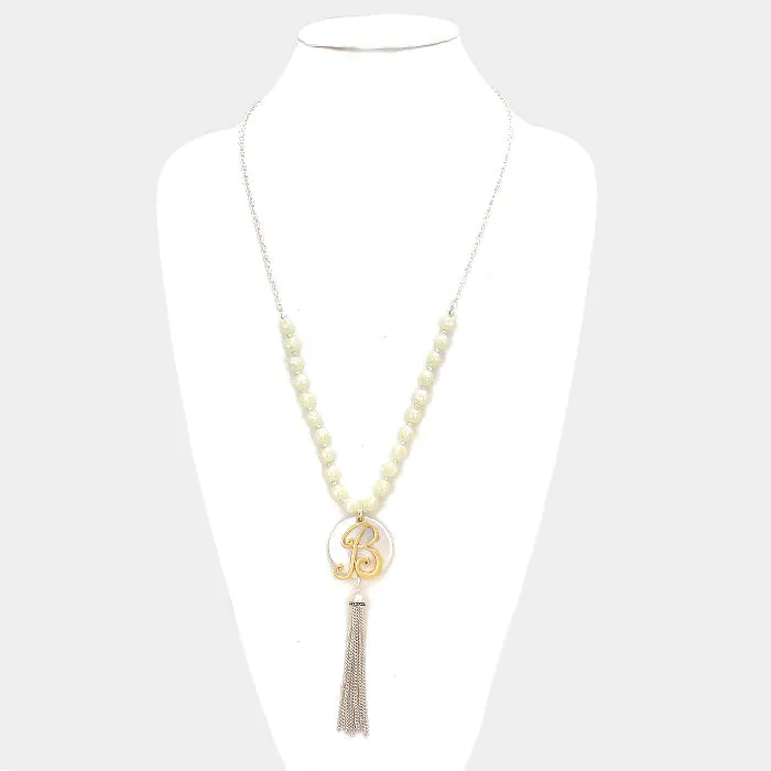 iLLASPARKZ 'B' Monogram tassel long necklace