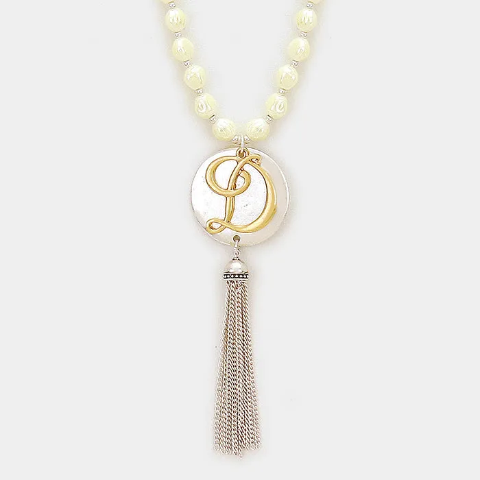 iLLASPARKZ 'D' Monogram tassel long necklace