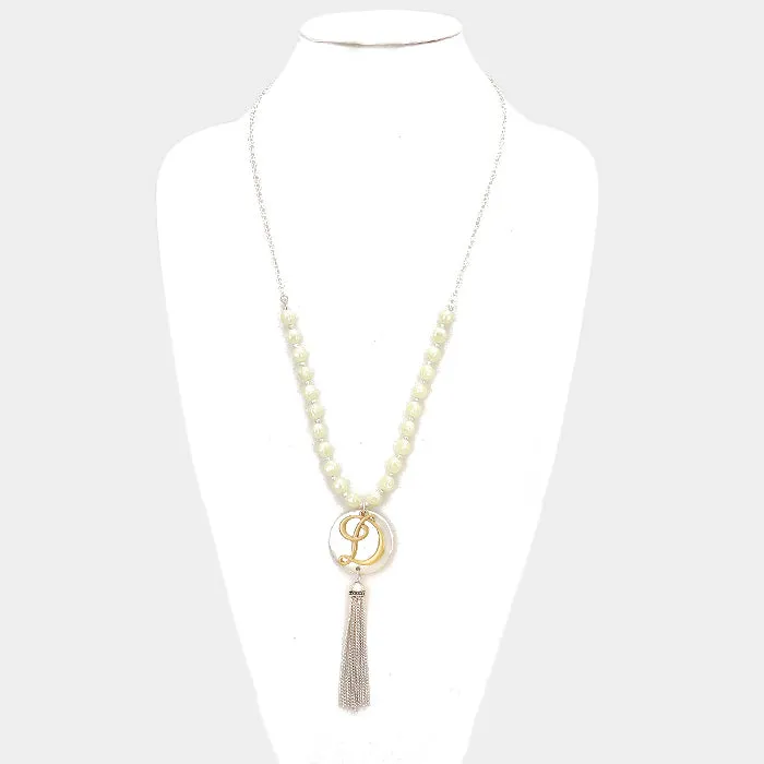 iLLASPARKZ 'D' Monogram tassel long necklace