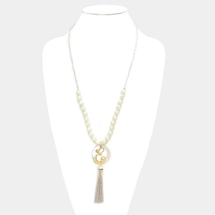 iLLASPARKZ 'E' Monogram tassel long necklace