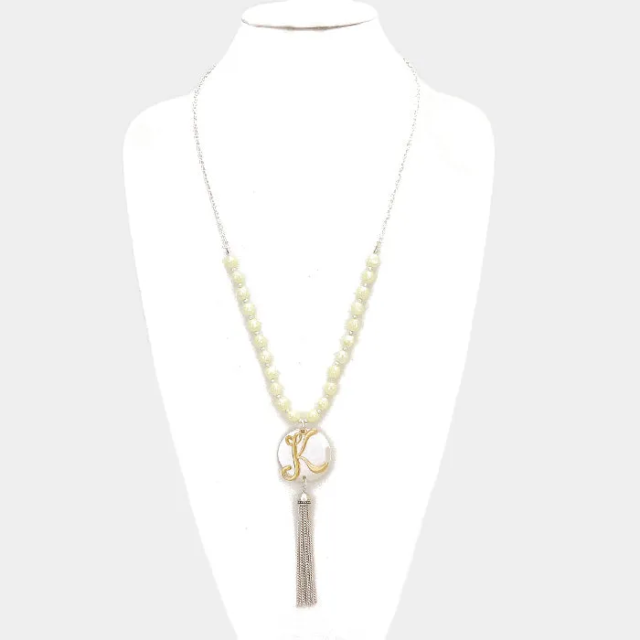 iLLASPARKZ 'K' Monogram tassel long necklace