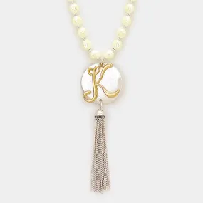 iLLASPARKZ 'K' Monogram tassel long necklace