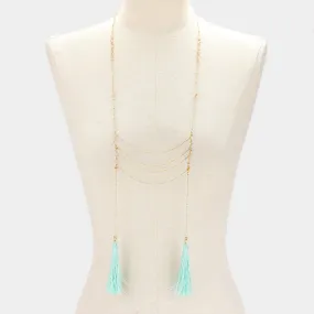 iLLASPARKZ Thin Chain & Bead with Tassel Long Necklace