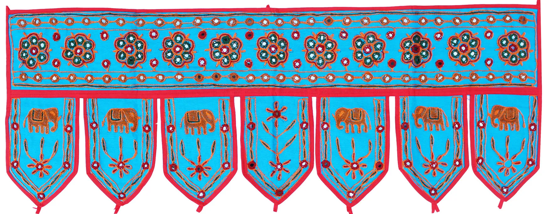 Indian Door Decoration Toran Window Valance Handmade (Blue, 38 x 13.5 inches)