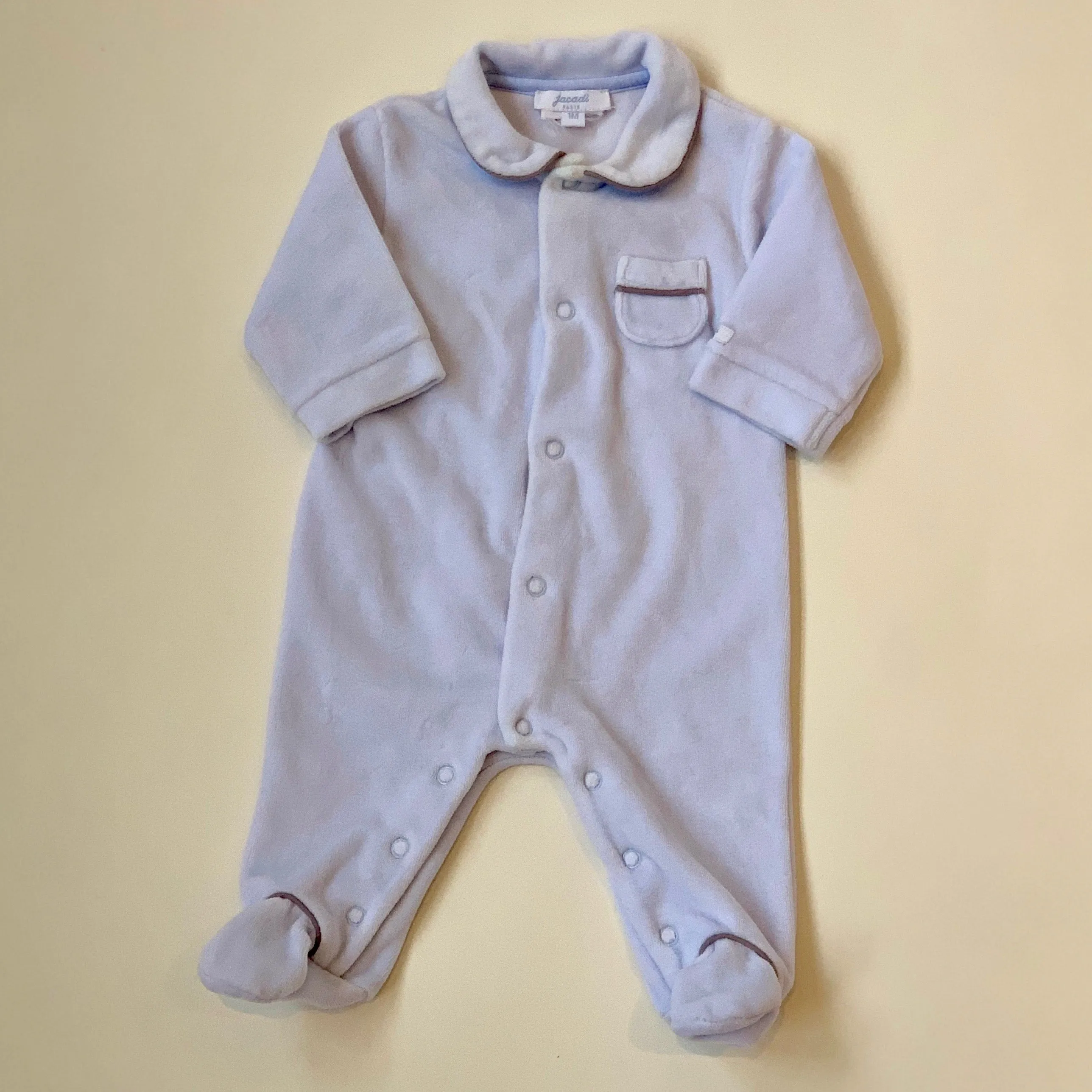 Jacadi Blue Velour All-In-One: 1 Month