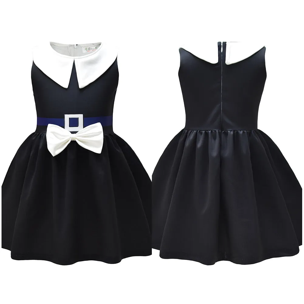 Kids Children Wednesday Addams Black Dress Cosplay Costume Halloween Carnival Party Suit