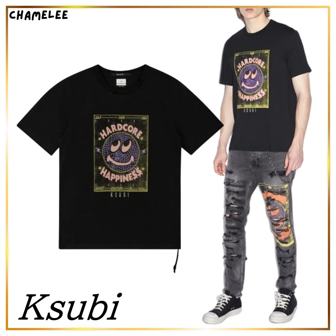 KSUBI  |Crew Neck Street Style Cotton Short Sleeves Logo