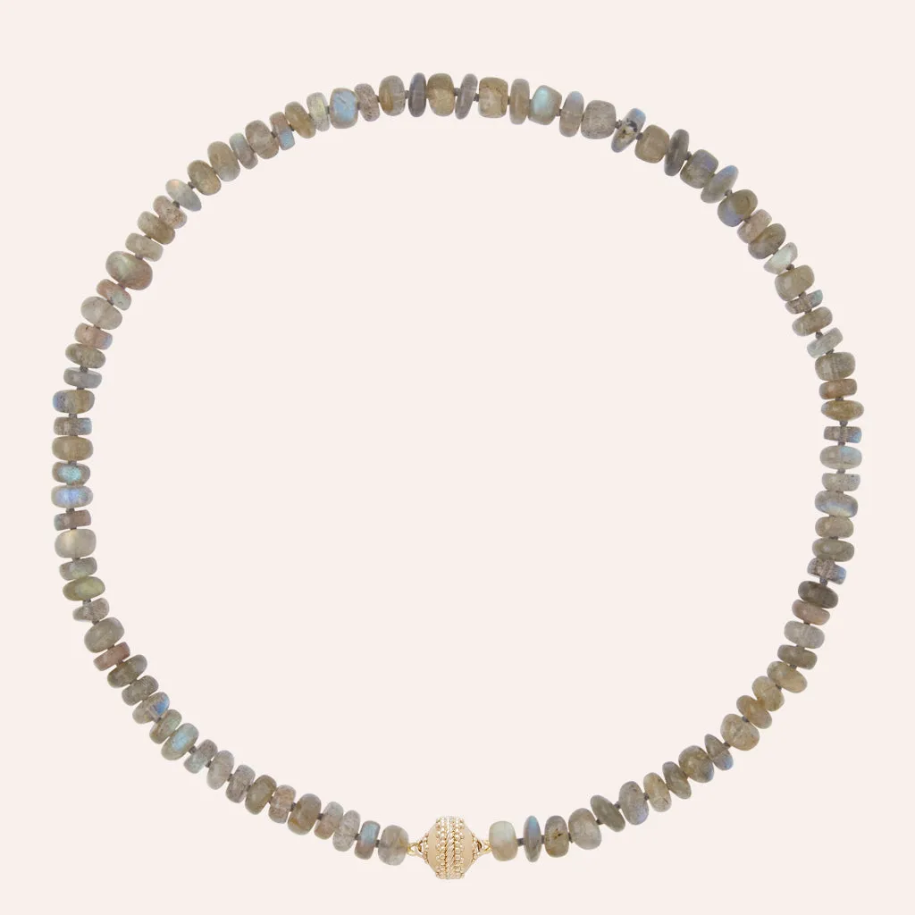 Labradorite Rondelle 7mm Mini Necklace