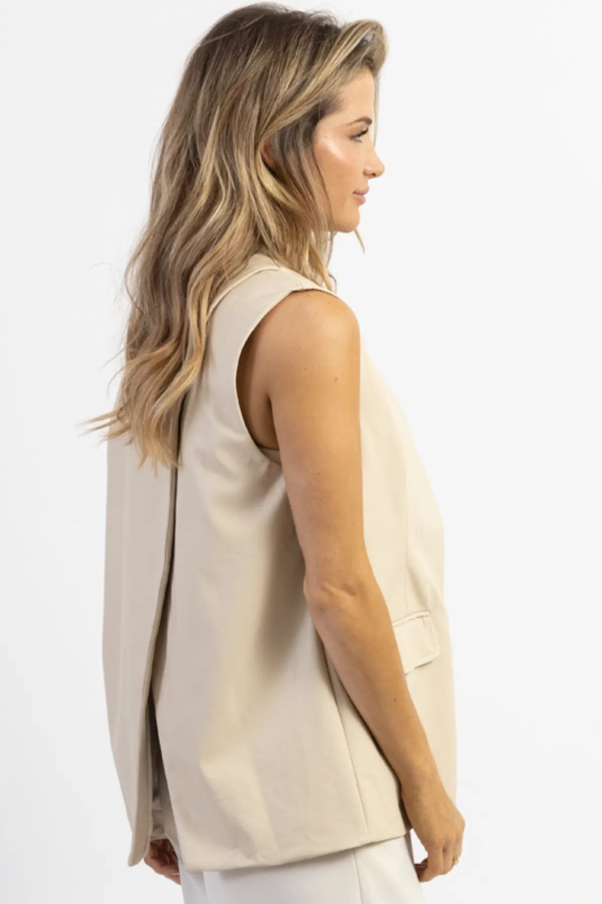 LACI BONE LEATHER HALTER CROP + VEST SET