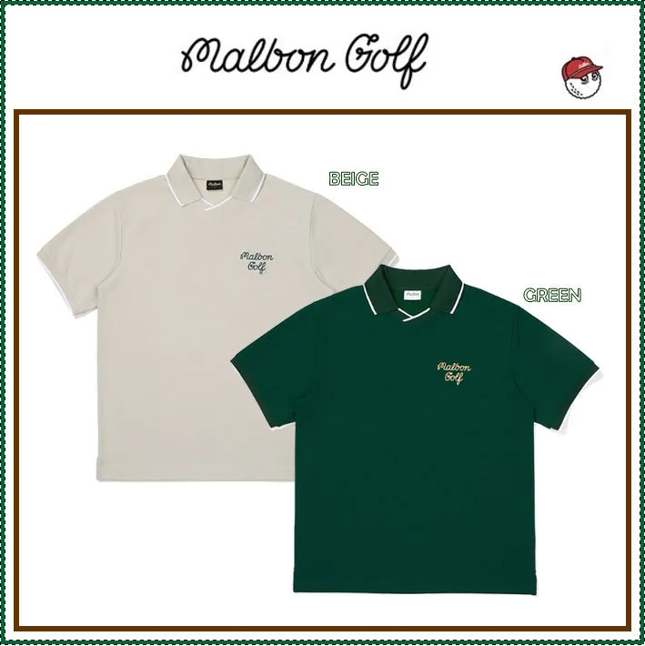 Malbon Golf  |Street Style Plain Cotton Logo Polos