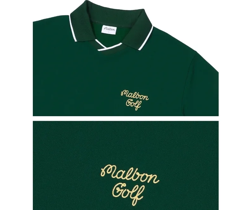 Malbon Golf  |Street Style Plain Cotton Logo Polos