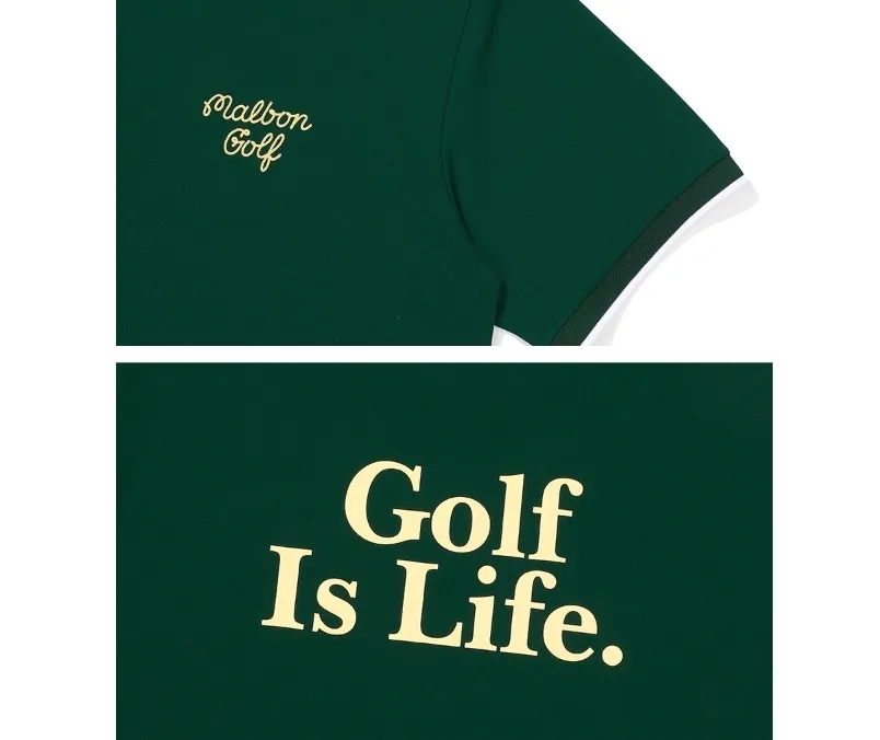 Malbon Golf  |Street Style Plain Cotton Logo Polos