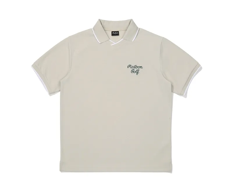 Malbon Golf  |Street Style Plain Cotton Logo Polos