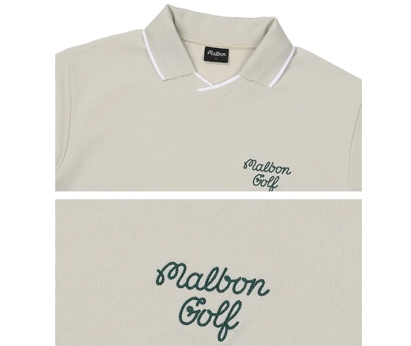 Malbon Golf  |Street Style Plain Cotton Logo Polos