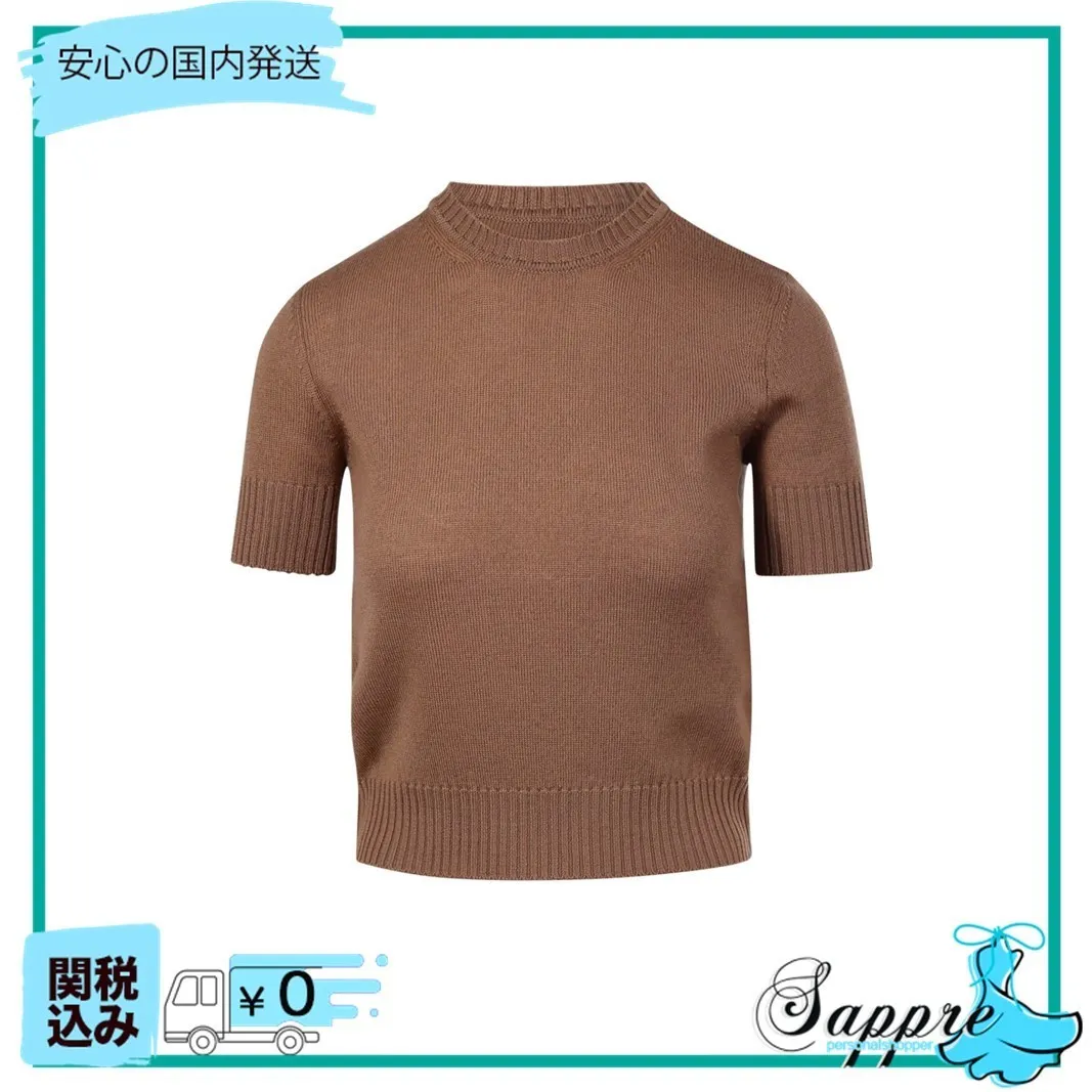 MaxMara  |Crew Neck Casual Style Wool Plain Short Sleeves