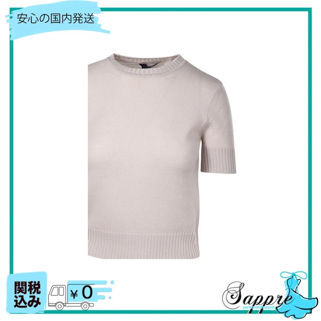 MaxMara  |Crew Neck Casual Style Wool Plain Short Sleeves