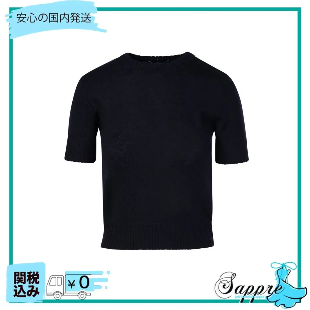 MaxMara  |Crew Neck Casual Style Wool Plain Short Sleeves