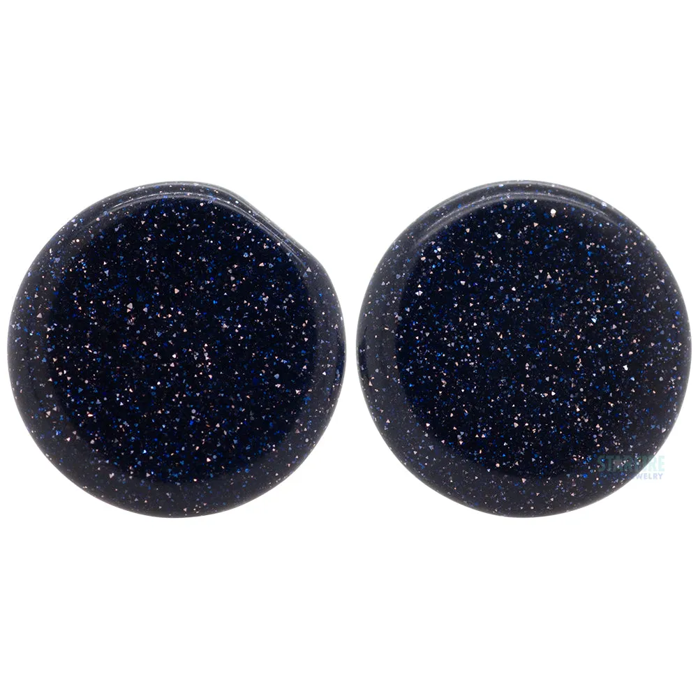 Mayan Style Stone Plugs - Blue Goldstone