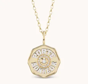 mini pb enamel coin necklace 14 kt