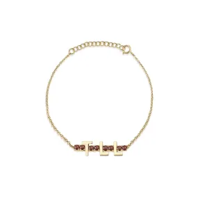 Mini Personalized Tennis Bracelet - Garnet / 14k Yellow Gold