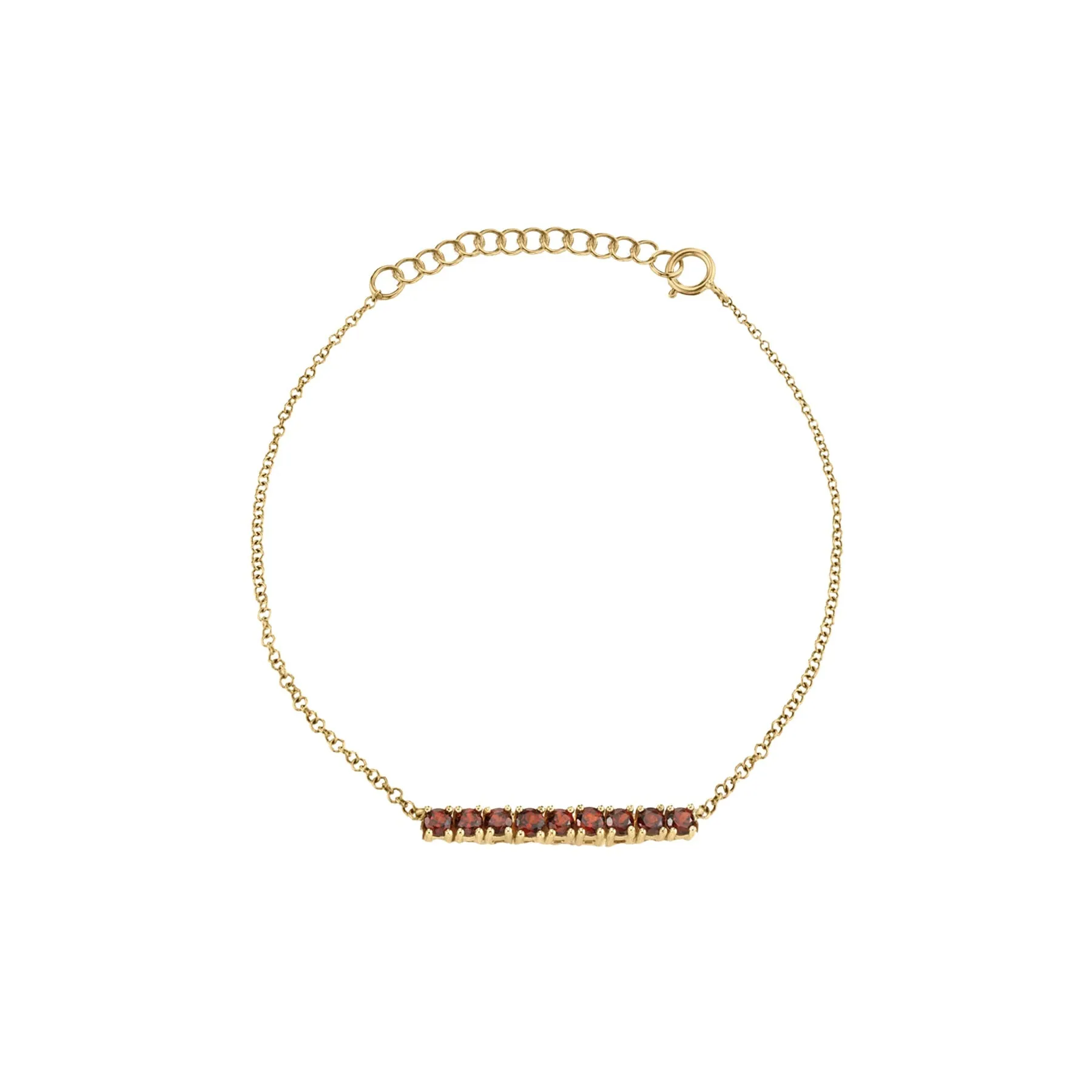 Mini Personalized Tennis Bracelet - Garnet / 14k Yellow Gold