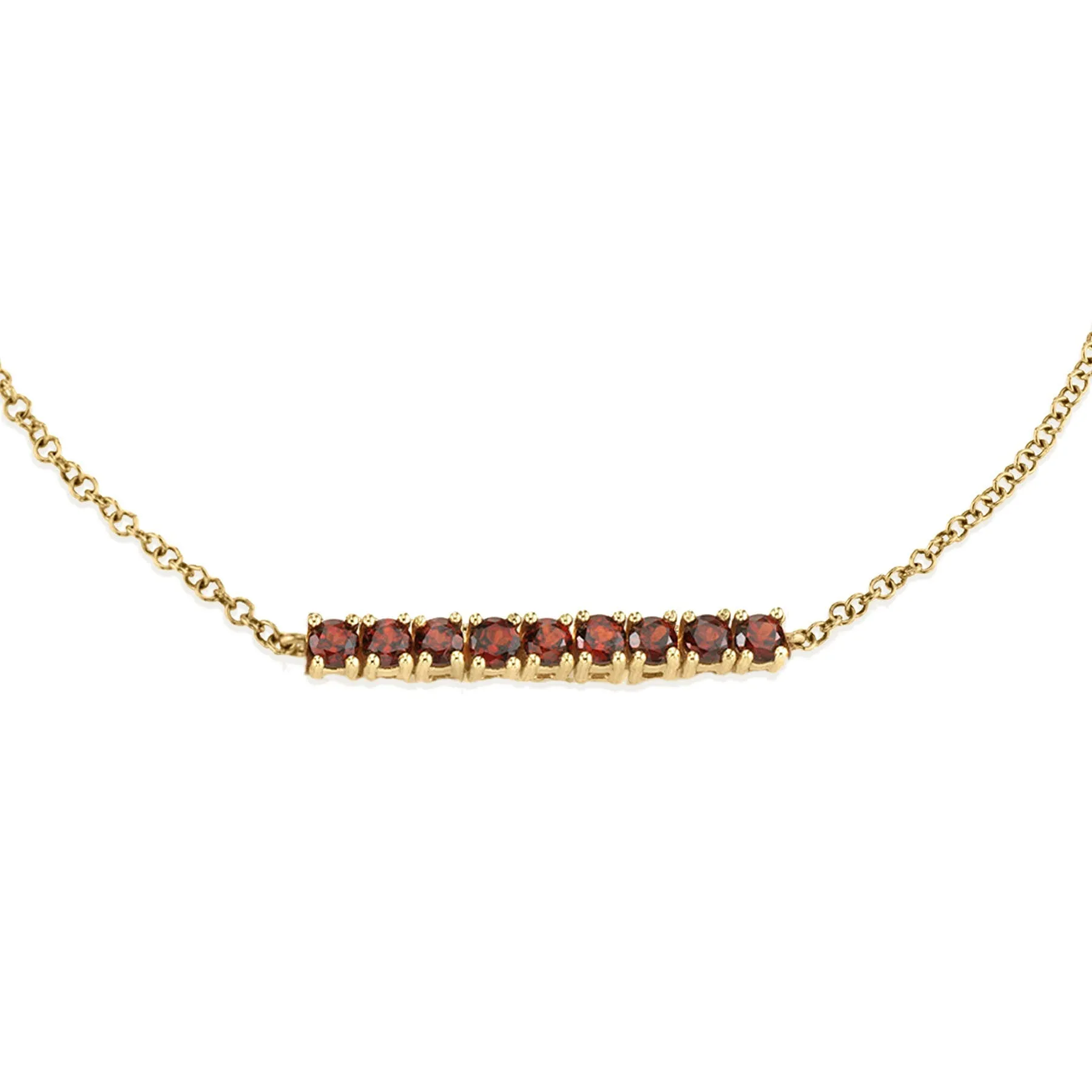 Mini Personalized Tennis Bracelet - Garnet / 14k Yellow Gold