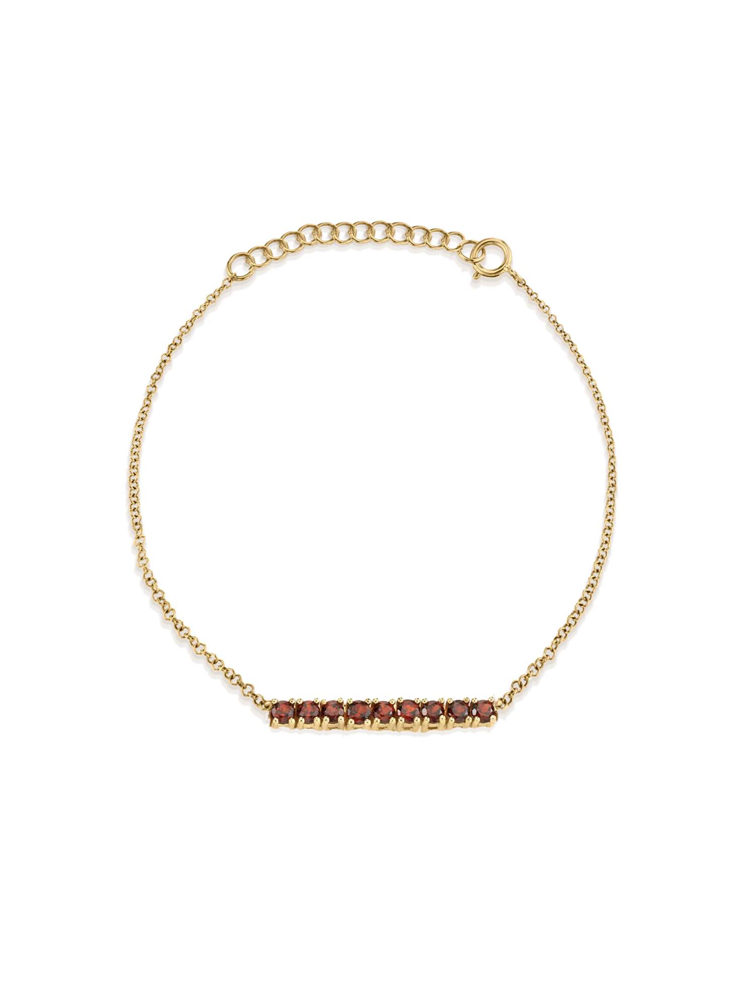 Mini Personalized Tennis Bracelet - Garnet / 14k Yellow Gold