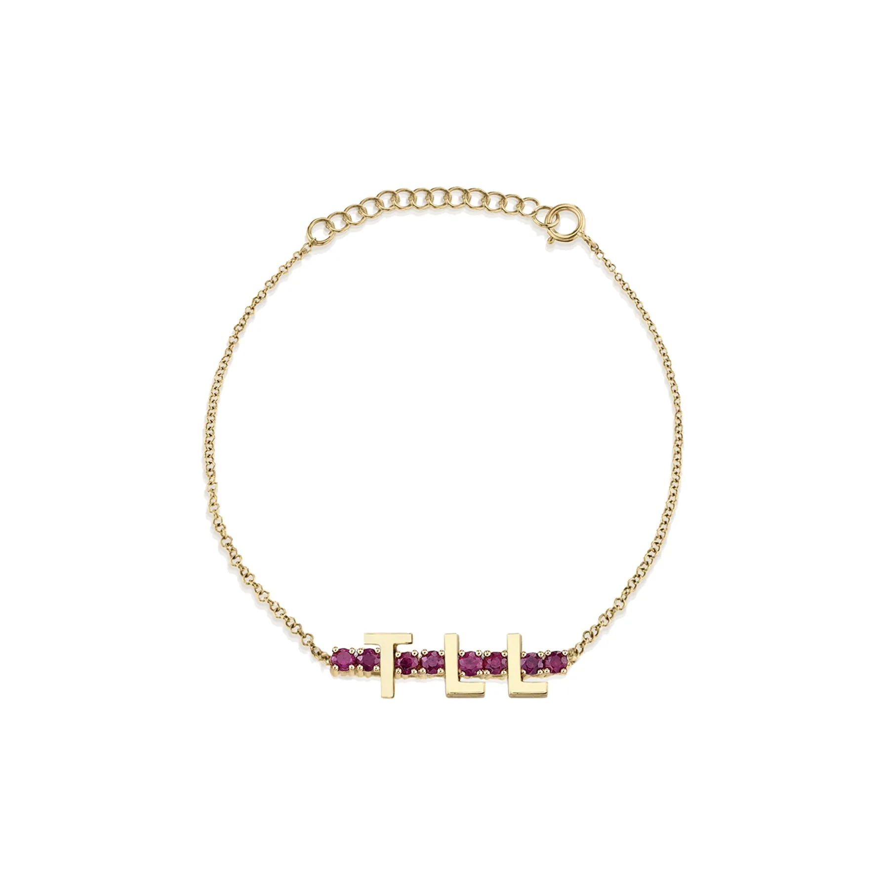 Mini Personalized Tennis Bracelet - Ruby / 14k Yellow Gold