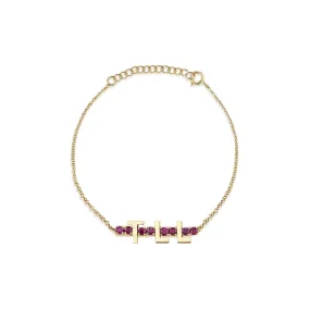 Mini Personalized Tennis Bracelet - Ruby / 14k Yellow Gold