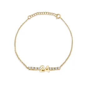 Mini Personalized Tennis Bracelet - White Diamond / 14k Yellow Gold