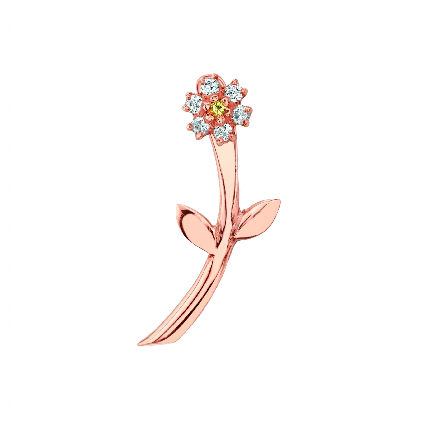 Mini Teddy Flower Earring - White Diamond / 14k Rose Gold