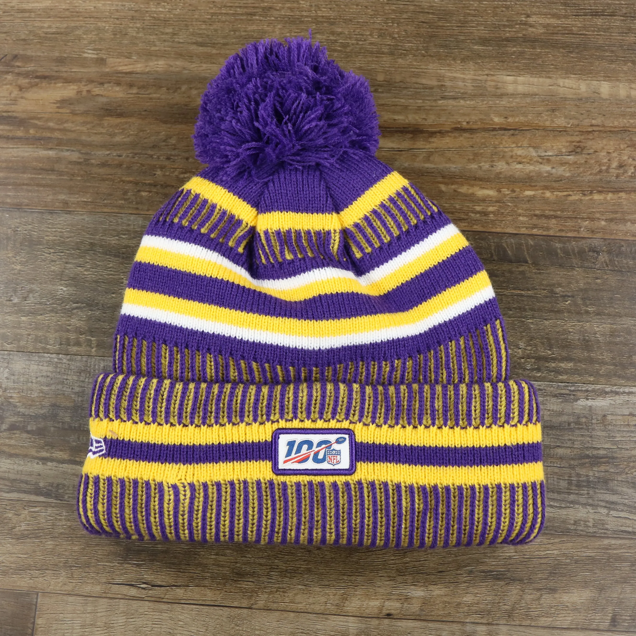 Minnesota Vikings On Field Sideline Cuffed Winter Knit Pom Pom Beanie | Purple Winter Beanie