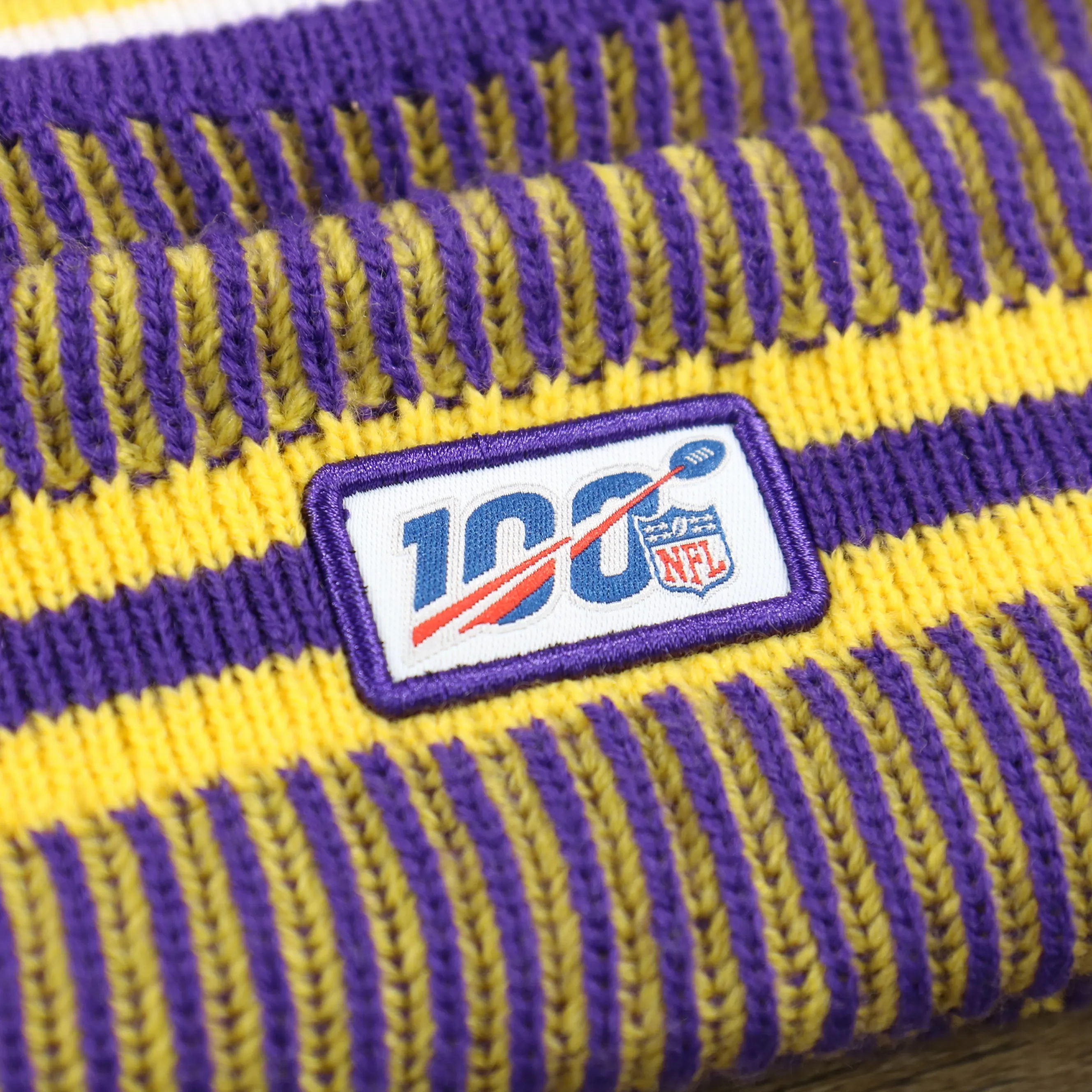 Minnesota Vikings On Field Sideline Cuffed Winter Knit Pom Pom Beanie | Purple Winter Beanie