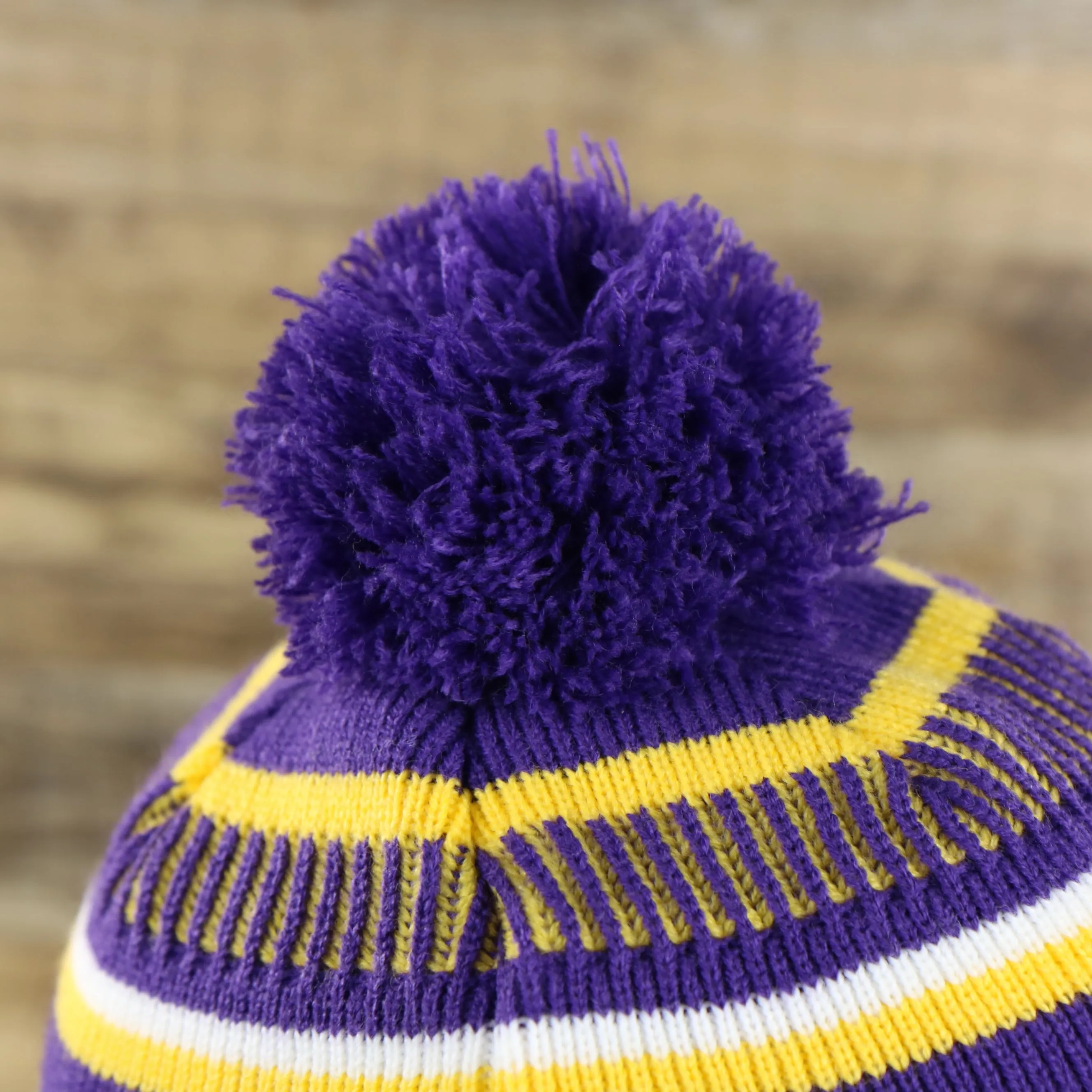 Minnesota Vikings On Field Sideline Cuffed Winter Knit Pom Pom Beanie | Purple Winter Beanie