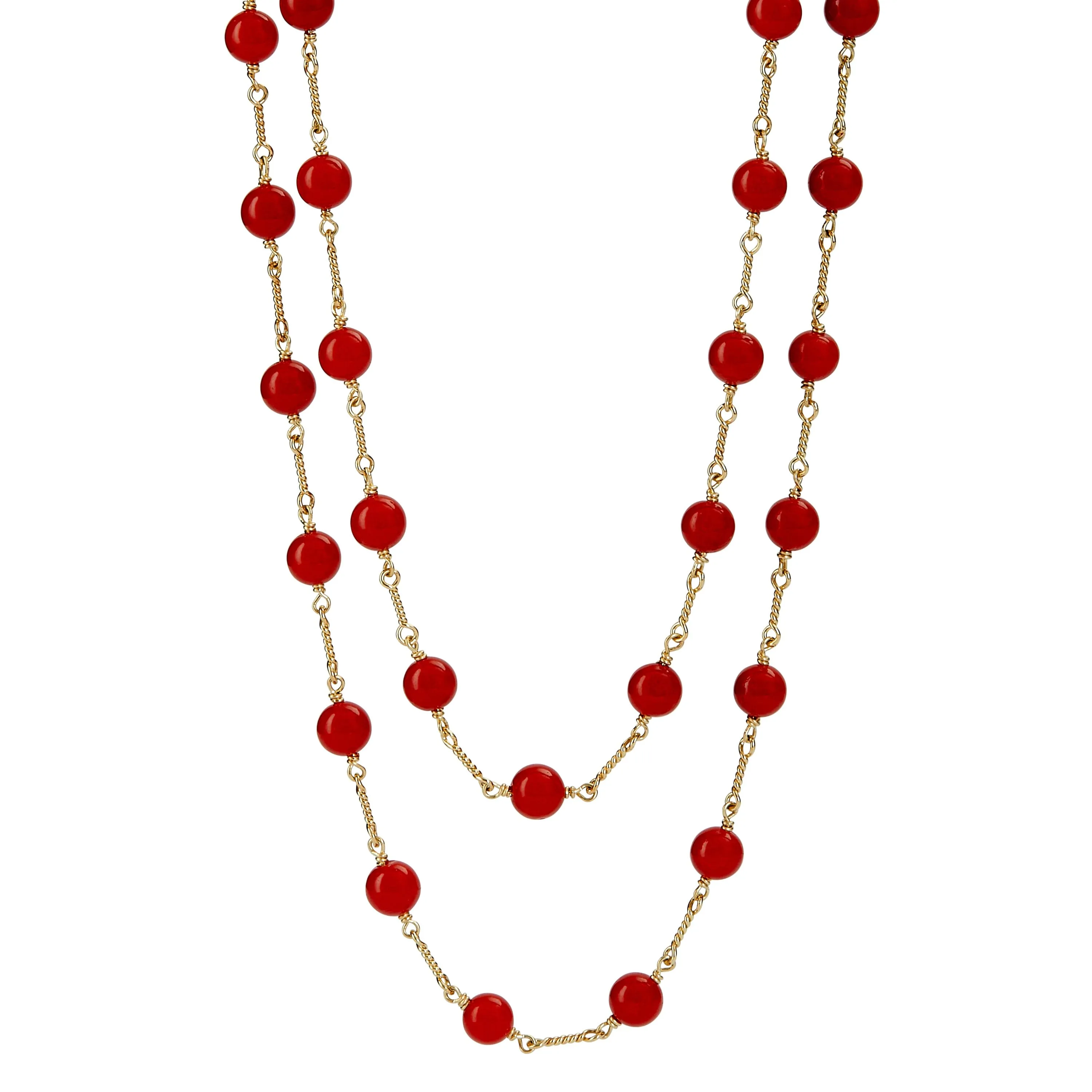 Mogul Oxblood Red Orange Coral Necklace