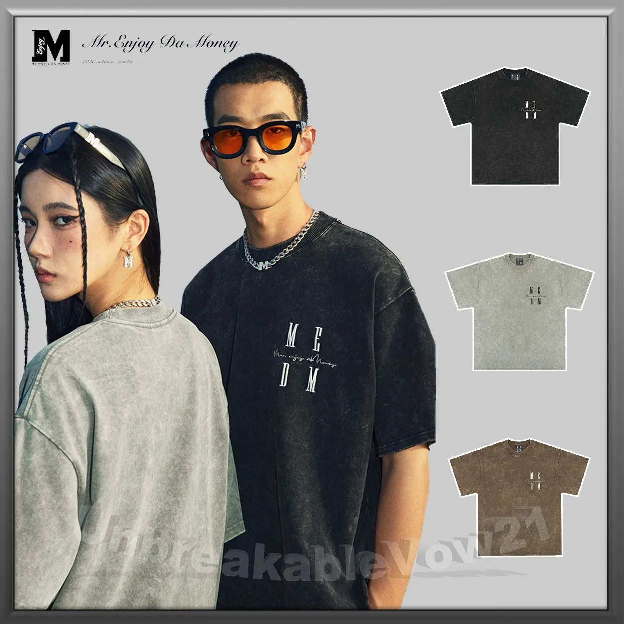 MR. ENJOY DA MONEY  |Unisex Street Style U-Neck Cotton Short Sleeves Logo