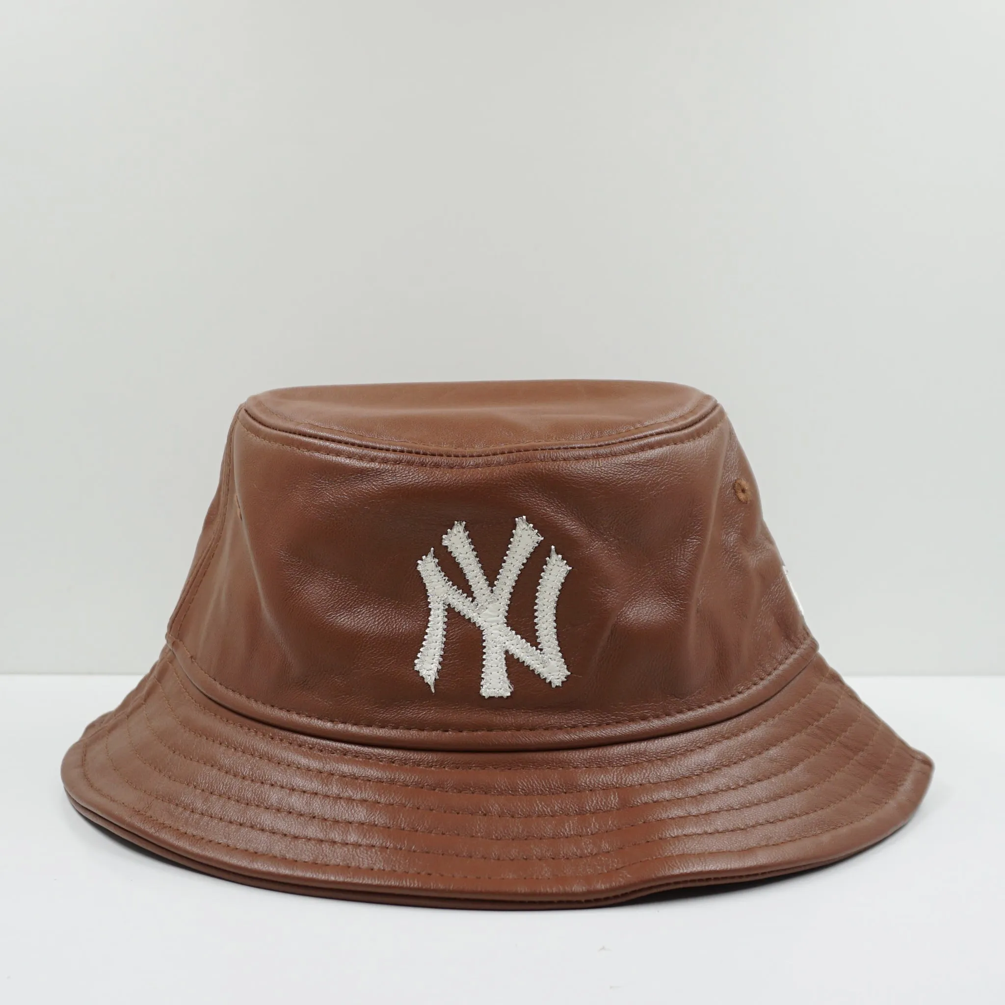 New Era New York Yankees Leather Brown Bucket Hat