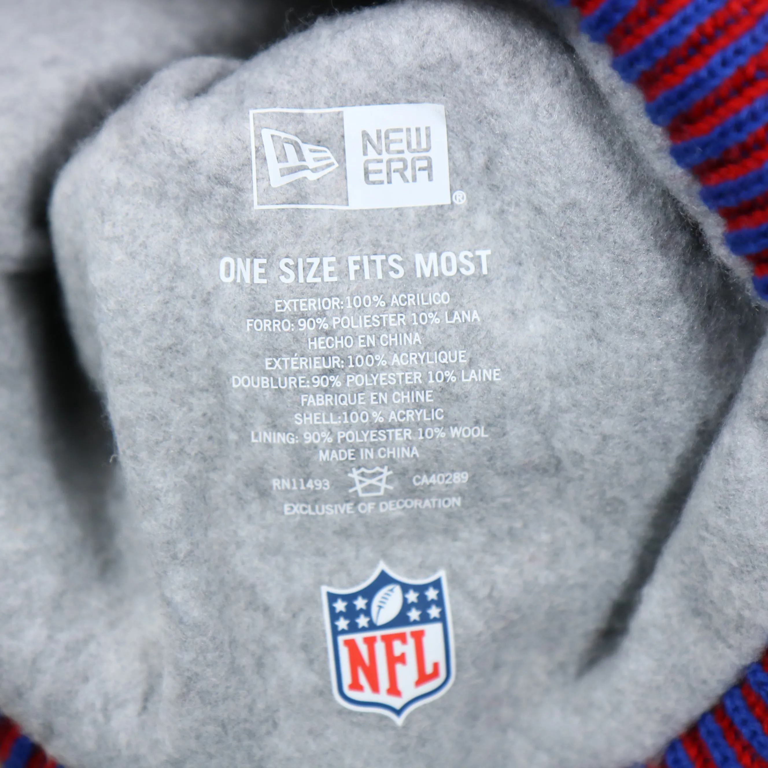 New York Giants On Field Sideline Cuffed Winter Knit Pom Pom Beanie | Red Winter Beanie