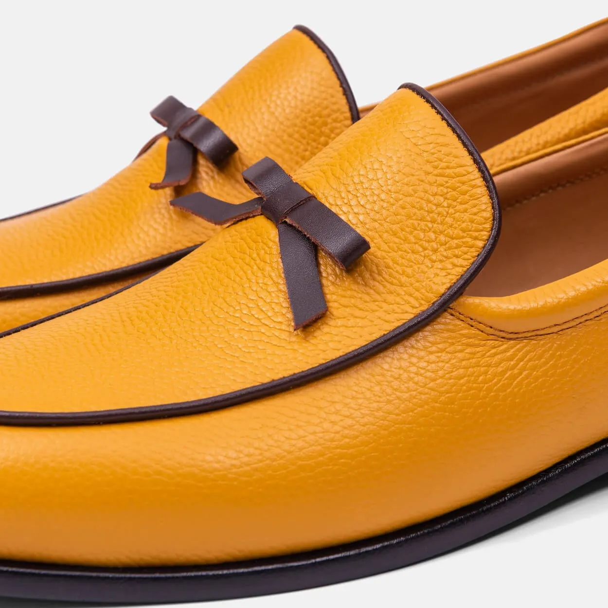 Odell Mustard Leather Belgian Loafers