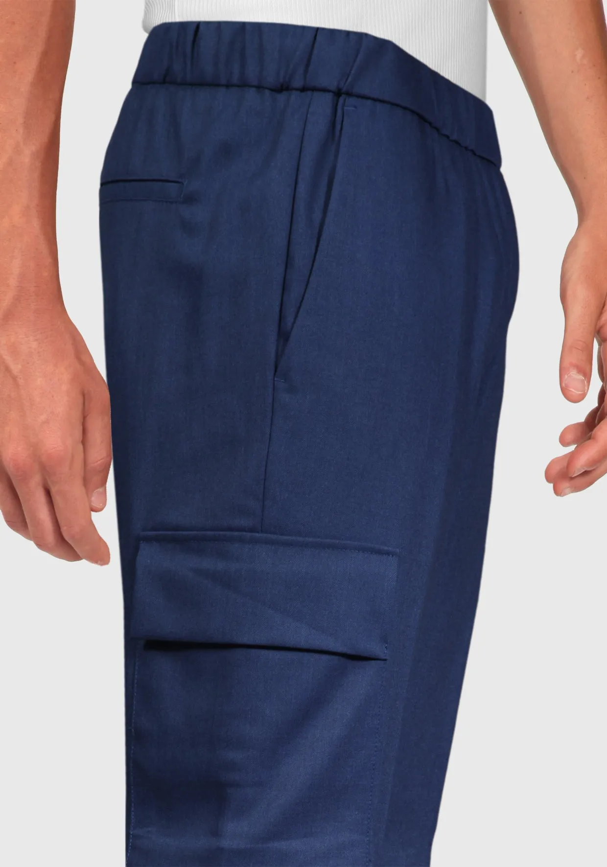 Pantalone fresco Lana con Tascone laterali - Blue