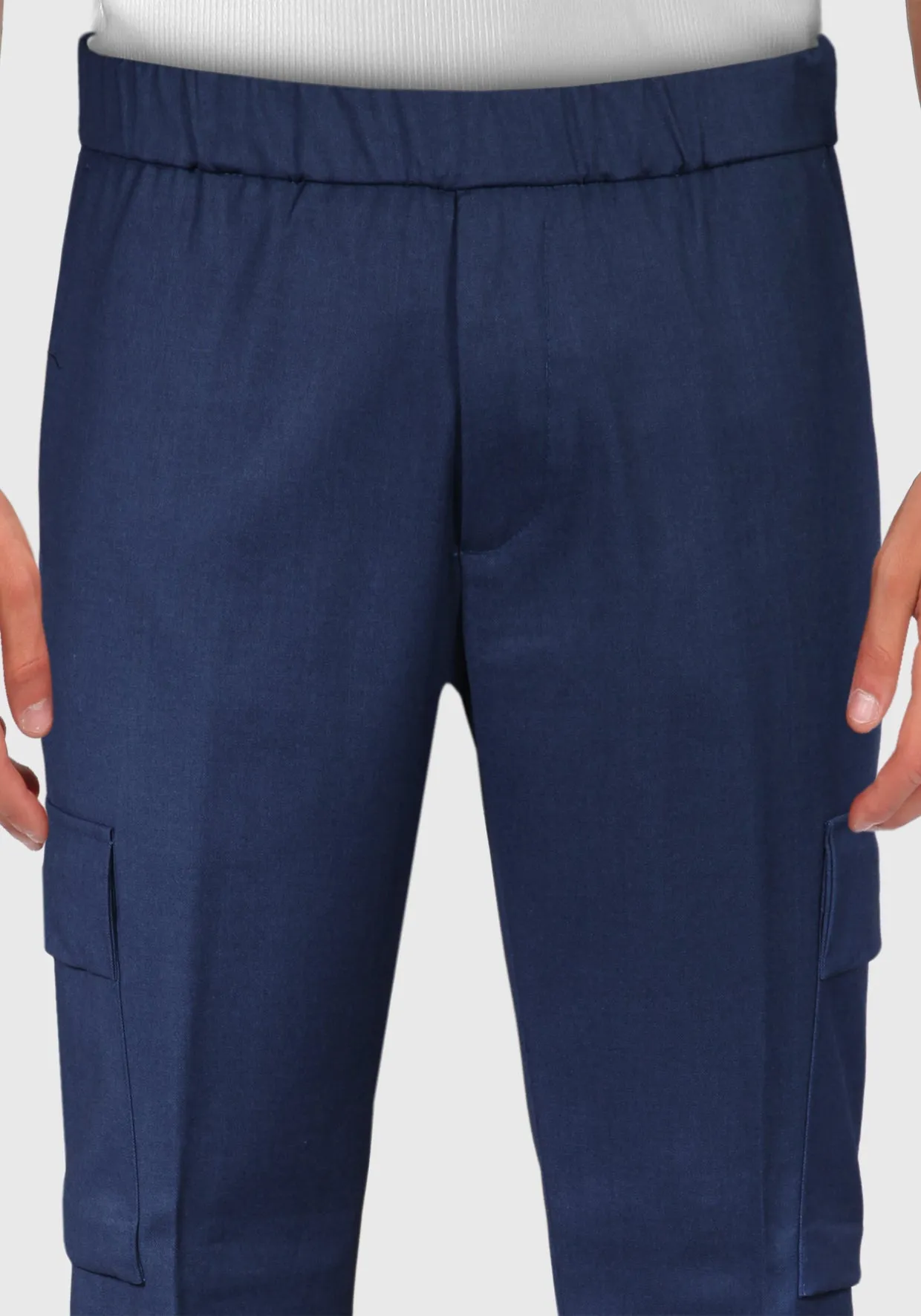 Pantalone fresco Lana con Tascone laterali - Blue