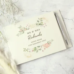 Personalised Floral Watercolour Hardback Guest Book & Pen