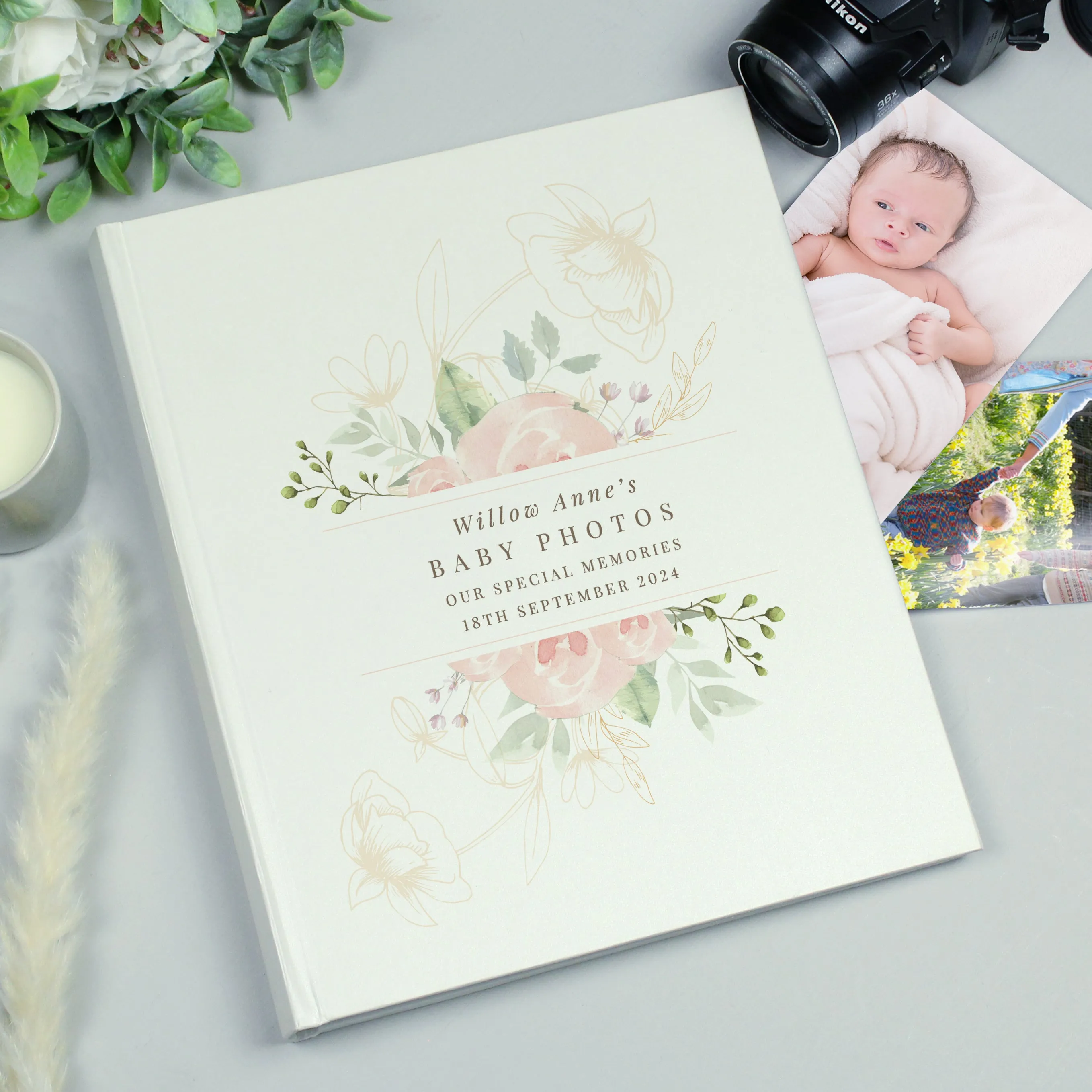 Personalised Floral Watercolour Traditional Photo Album