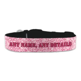 Personalised Large Dog Collar with Pink Camo Background, Personalise with Any Name or Details